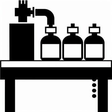 Laboratory Equipment with Bottles and Pipette on Workbench Surface