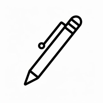 Simple Outline of a Classic Ballpoint Pen Icon on a White Background