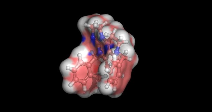 Dordaviprone, anticancer drug/ brain penetrant targeted therapy for diffuse midline glioma and high-grade pediatric neurooncology,  3D molecule spinning, 4K 