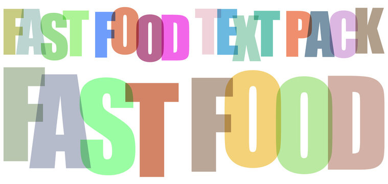 Colorful fast food text pack for design projects