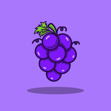 Cute Grape Fruit Mascot Collection Cartoon Vector for Healthy Food and Kids Education
