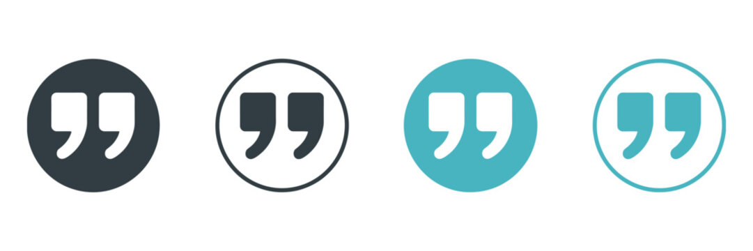 Trendy quote mark icons showcasing modern quotation graphics for text highlighting, branding materials, and social media content design. Vector illustration.