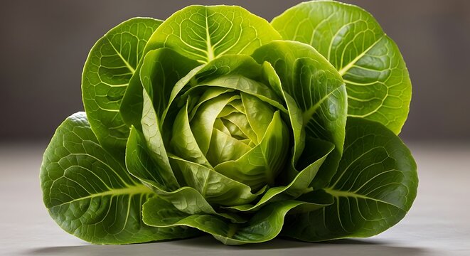 Fresh green cabbage with outer leaves open