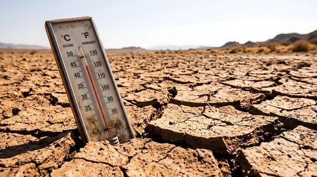 Thermometer Dry Cracked Ground El Nino Effect