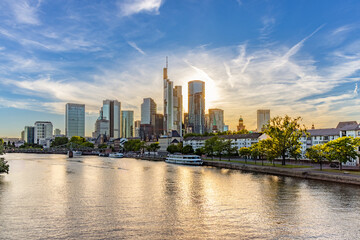 view to skyline  with river Main view in Frankfurt am Main. © travelview