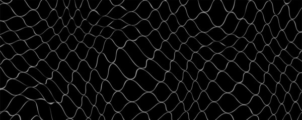 Fishing net seamless pattern. Soccer and football gates mesh. Fishnet texture. Basketball hoop and hockey net pattern. Sportswear texture. Chain link fence. Vector illustration on black background. © dadang