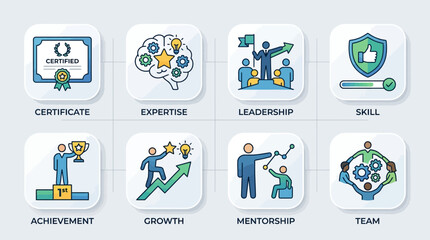 Fototapeta premium Set of Icons Representing Business Concepts and Achievements.