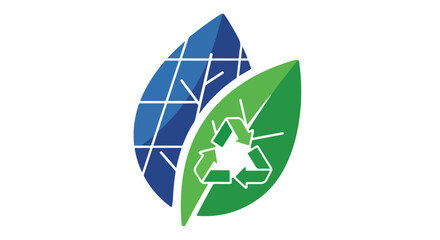 Fototapeta premium Eco friendly symbol with green leaf and blue globe recycling logo