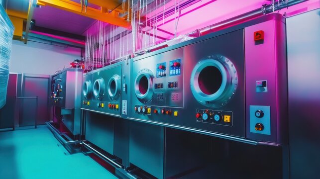 Industrial Dyeing Machine in Textile Manufacturing Factory