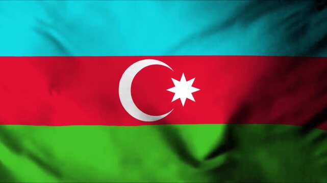 Azerbaijan Flag Waving in Wind