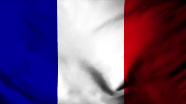 France Flag Waving in Wind