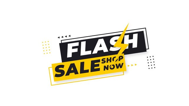 Flash Sale Shop Now Advertisement with Lightning Bolt Graphic Element
