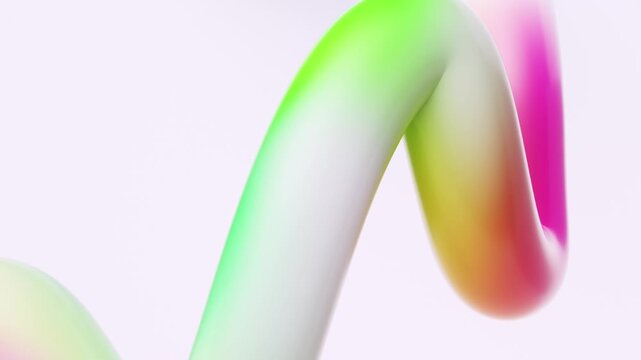 Wavy tube shape multicolored gradient stream seamless loop animation. 3d pipe line flow creative minimal background