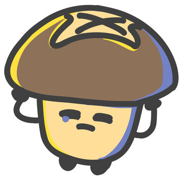 Sad Mushroom Character Chibi Illustration