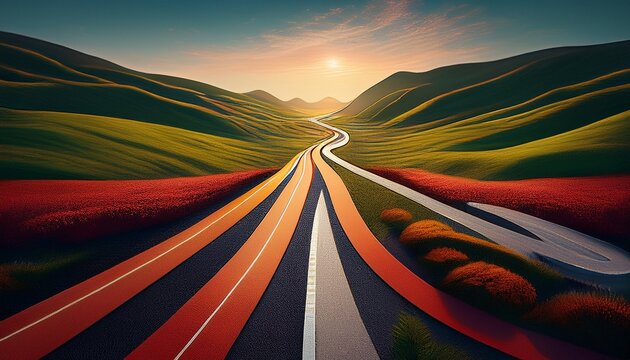 road with a in the middle illustrating goal orientation and clear aiming direction in strategic planning