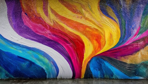 colorful abstract mural on concrete wall