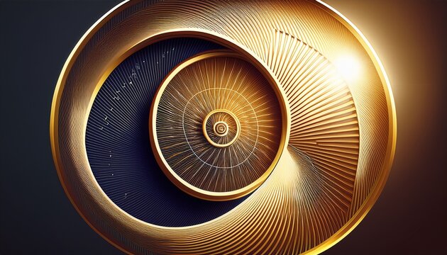 beautiful golden spiral with fibonacci chart overlay symbolizing the golden ratio in abstract design concept