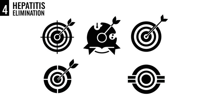 Hepatitis Elimination Target Icons - Aiming for Success in Healthcare