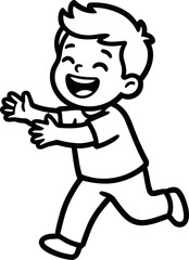 Fototapeta premium Happy Boy Running, Arms Open, Cheerful Cartoon Character