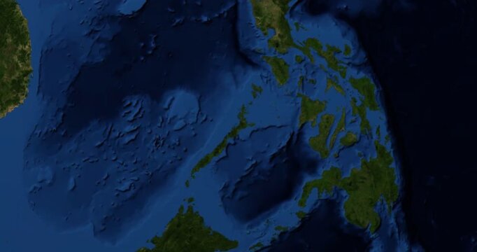 Palawan on Globe. Zoom into the island with Earth spinning in space. High detail physical world map with Palawan on it. Elements of this image furnished by NASA.