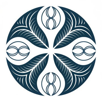 Elegant Dark Teal Circular Design with Intricate Leaf Patterns