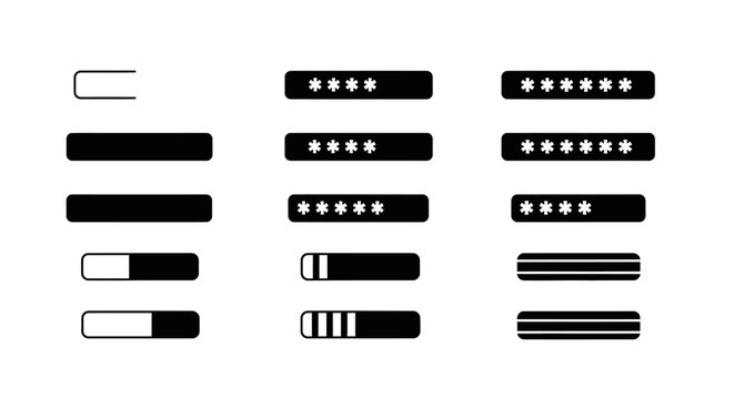Password Input Fields and Progress Bars - Digital Security Icons