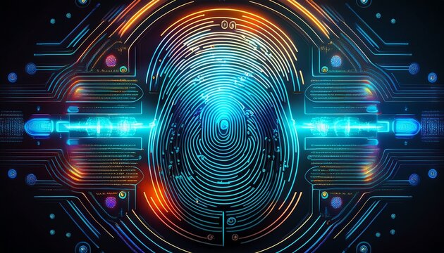 biometric security authentication fingerprint id and iris scan for safe access on digital database system identifying unique user data identity verification cyber safety data protection encrypt
