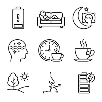 Sleep and Energy Concept Icons.