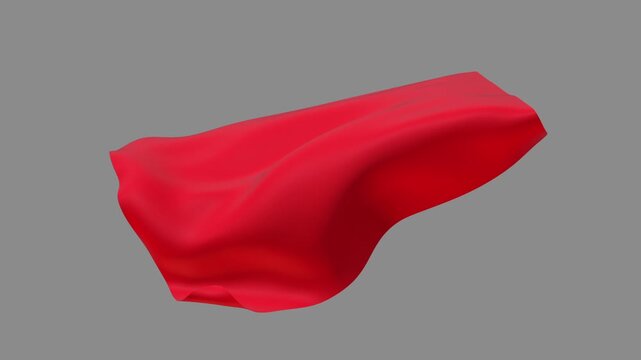 Side View of Flowing red Cinematic Cape on Isolated Dark Background. with luma mate

