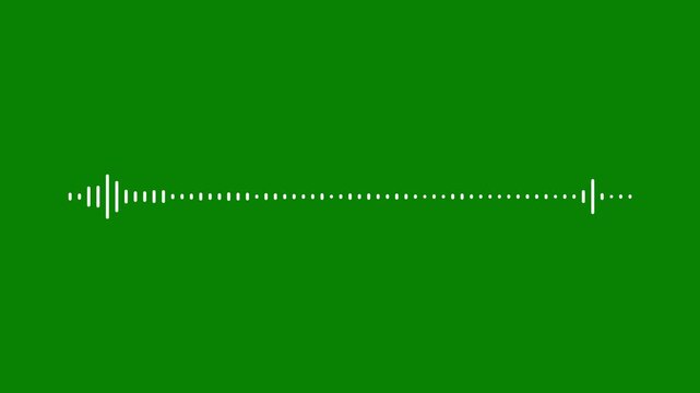 Animated sound pastel color digital sound wave equalizer. white audio frequency waveform spectrum, eamlessly looped animation on green background 4k animation