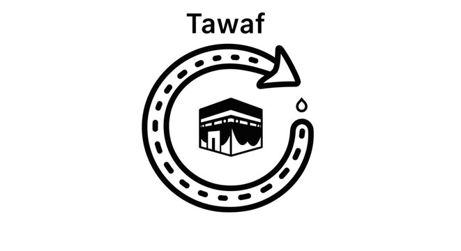 Tawaf Kaaba Icon: Pilgrimage, Islam, Mecca, Circle, Prayer, Worship, Hajj, Umrah