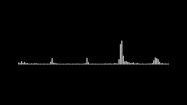 Music equalizer, audio waves or sound frequency in lines ,White audio waveform spectrum animation,audio visualizer on black background.4k animation video