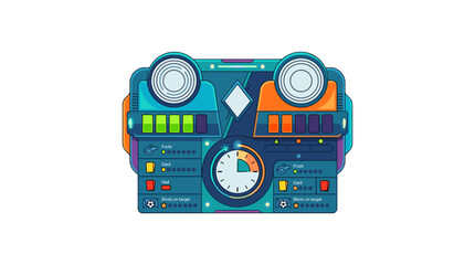 Playful pixel art car dashboard with controls © MD