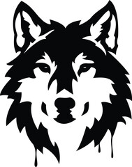Obraz premium Wolf Head Stencil Silhouette Wild Animal Design