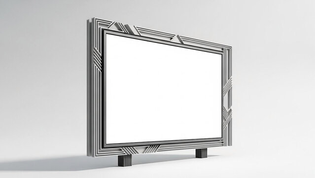 Modern Art Deco Style Display Screen with Blank White Screen