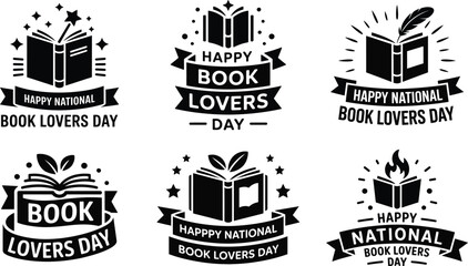 National book lovers day typography vector bundle, book lover quote lettering design © noorskills