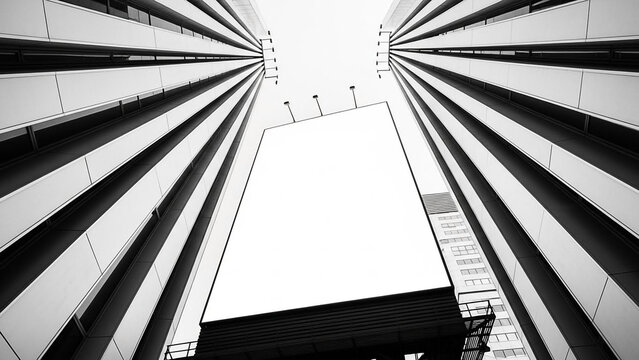 Geometric Buildings Frame Blank Billboard Under White Sky