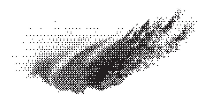 Abstract black and white digital pixelated wave design.