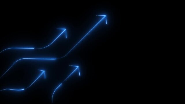 Up arrows on black background for composition, business growth concept motion animation 4k video...