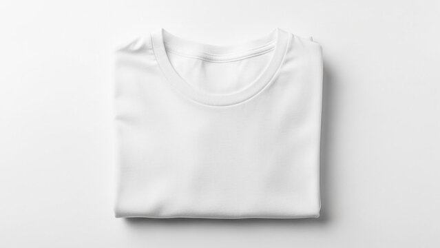 Folded White T shirt on a Clean White Background