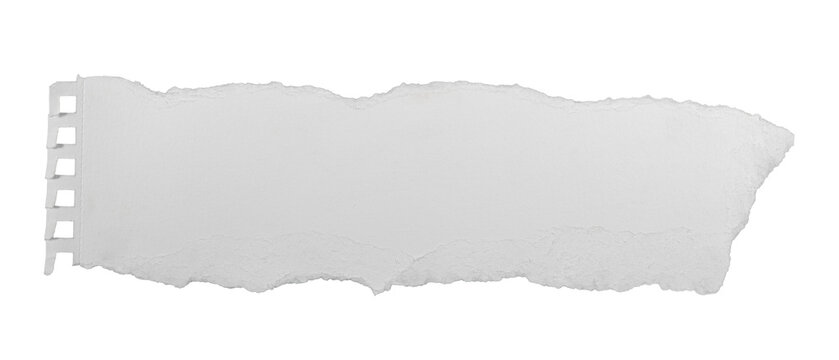 White torn paper texture, scrap of paper for scrapbook collage, scrapbooking  - a torn-off page from a spiral-bound notebook or notepad, isolated on transparent or white background png