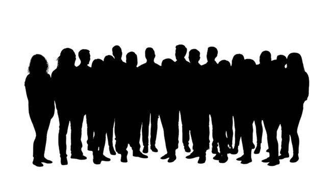 Silhouette group of people standing together Vector