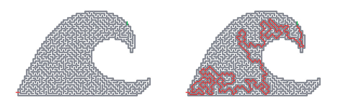 Wave pattern design with solution tracing concept of a maze puzzle  