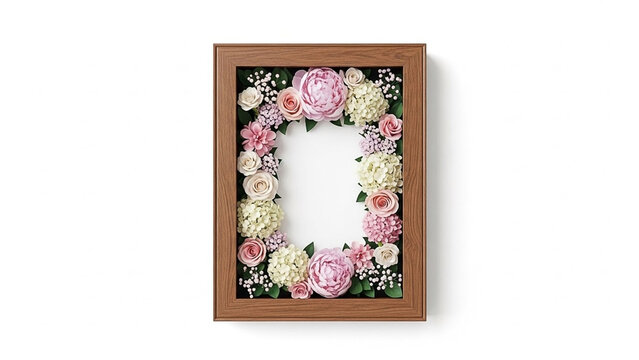 Floral Arrangement in Wooden Frame for Background