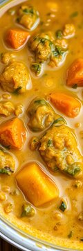 Tender vegetables saag in rich, creamy curry sauce, creamy, spices
