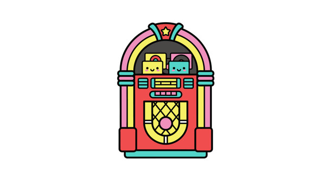 Retro jukebox silhouette on transparent background