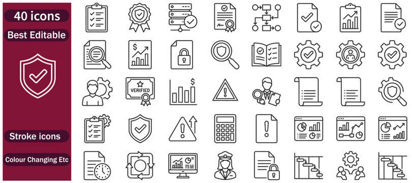Cyber Security and Data Protection Line Icons Set Featuring Digital Security Risk Management Privacy Protection Secure Networks Information Technology Compliance Monitoring and Business Safety Symbols