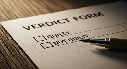Obraz premium Close-up of a Legal Verdict Form with Guilty and Not Guilty Checkboxes