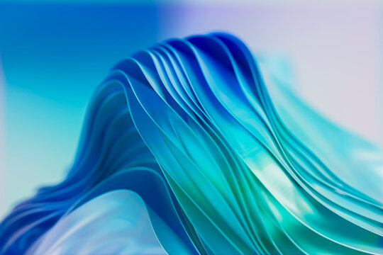 3D blue cloth fold with deep sculptural curves