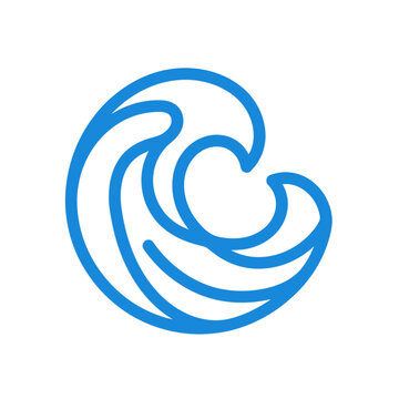 Intricate bright blue circular wave pattern logo design.